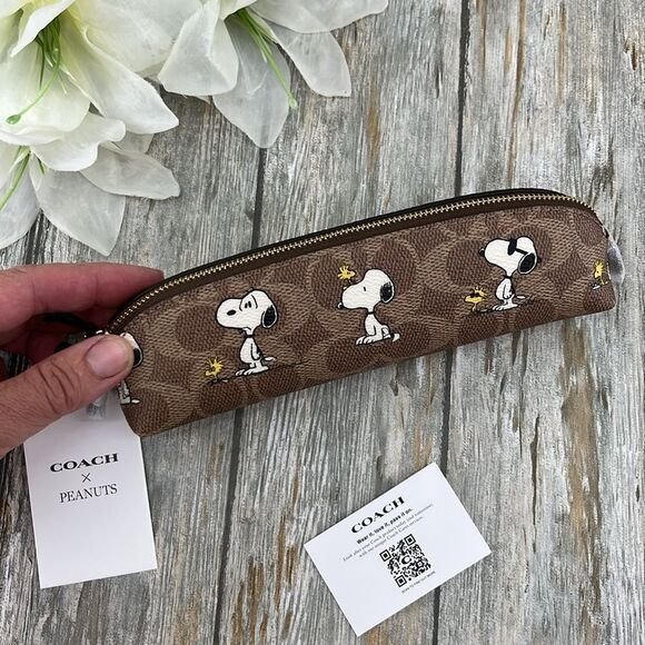Coach X Peanuts Notebook & Snoopy Pencil Case In Signature Canvas Bag Purse - Picture 9 of 10